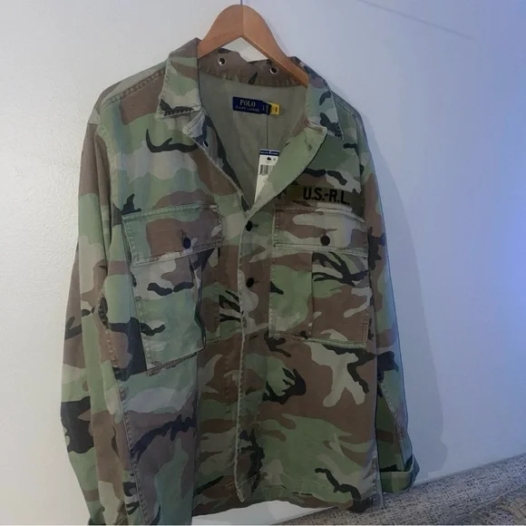 Polo Ralph Lauren Camo Military Over Shirt U.S.-R.L. Jacket Camouflage ( L ) - Picture 1 of 12